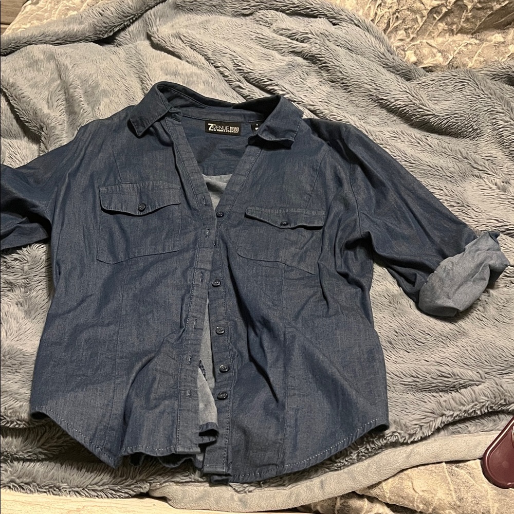 7th Avenue Blue Button-Up Shirt